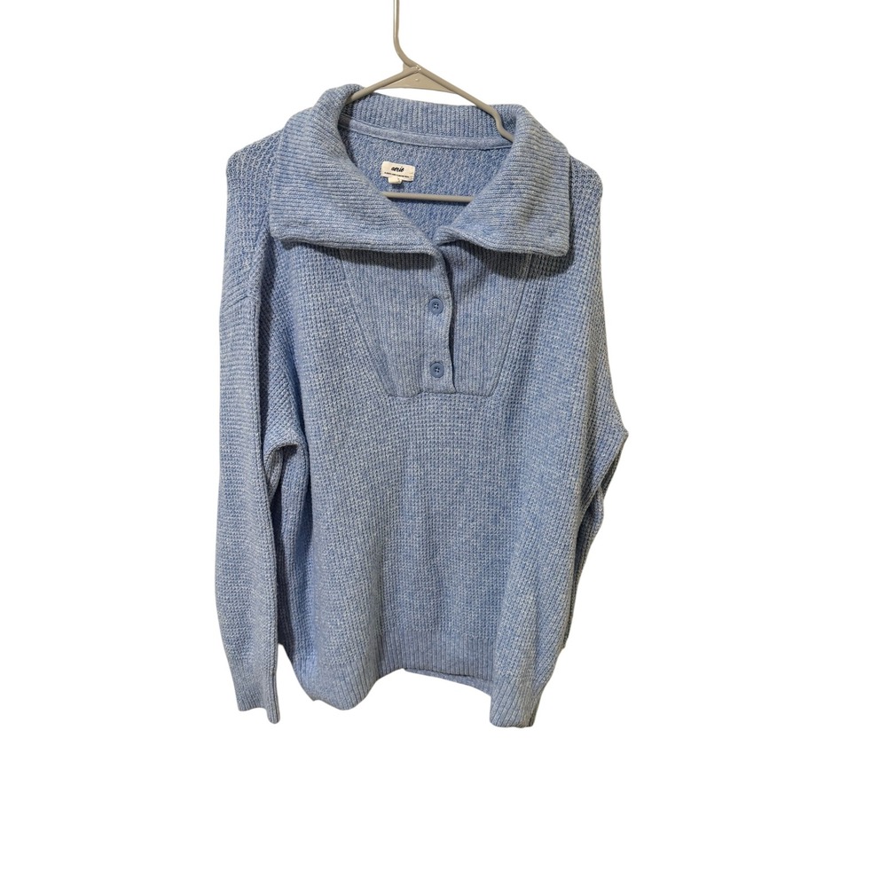 Aerie Size Medium Blue Oversized‎ Button Collar Knit Sweater